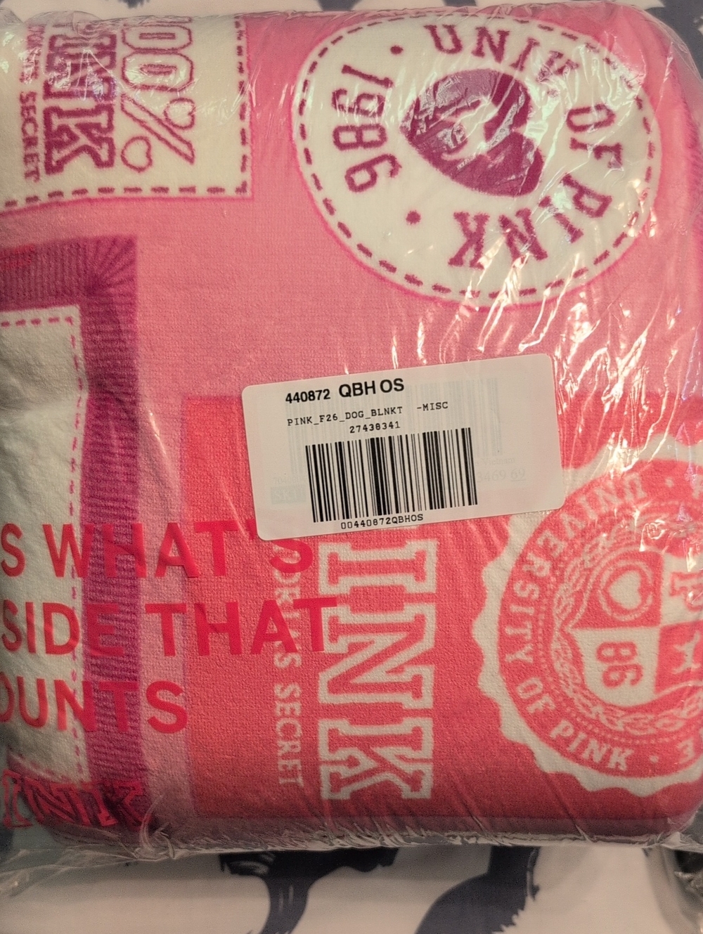 2026 PINK Victoria's Secret Throwback Logo Plush Throw And Mystery Dog Bundle